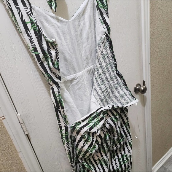 Xoxo linen blend‎ tropical palm tree wide leg jumpsuit size XXL - Picture 4 of 9